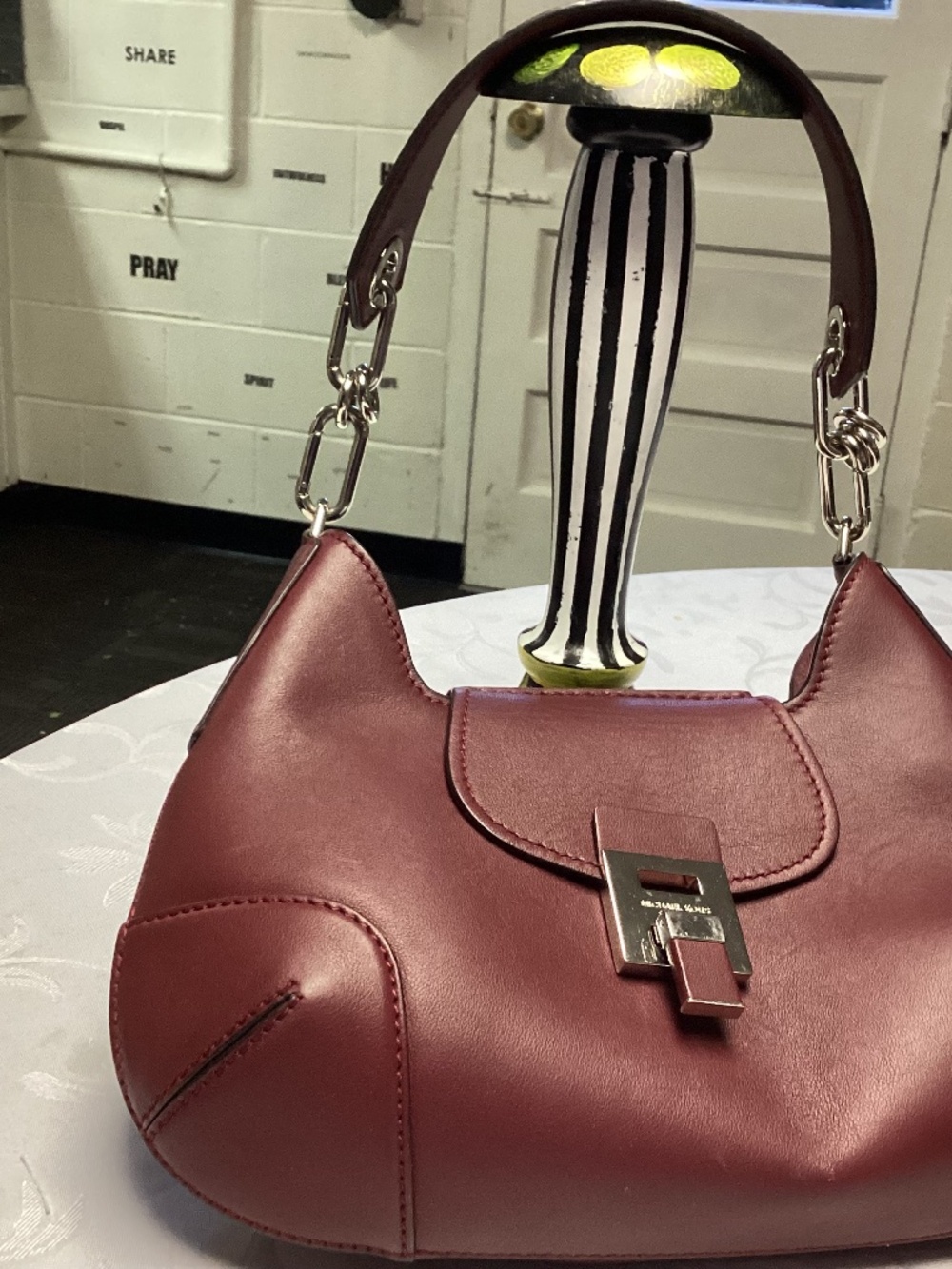 Michael Kors Collection Bancroft Medium Shoulder Bag in Burgundy